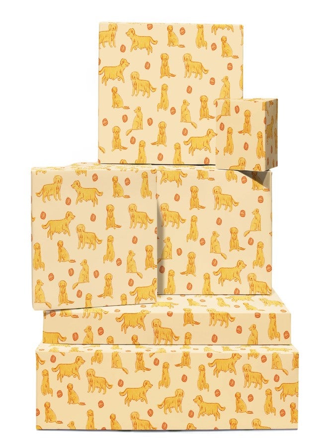 CENTRAL 23 - Birthday Wrapping Paper - 6 Gift Wrap Sheets - Golden Retriever Dogs - Yellow Wrapping Paper for Kids Men Women - Recyclable - Image 1